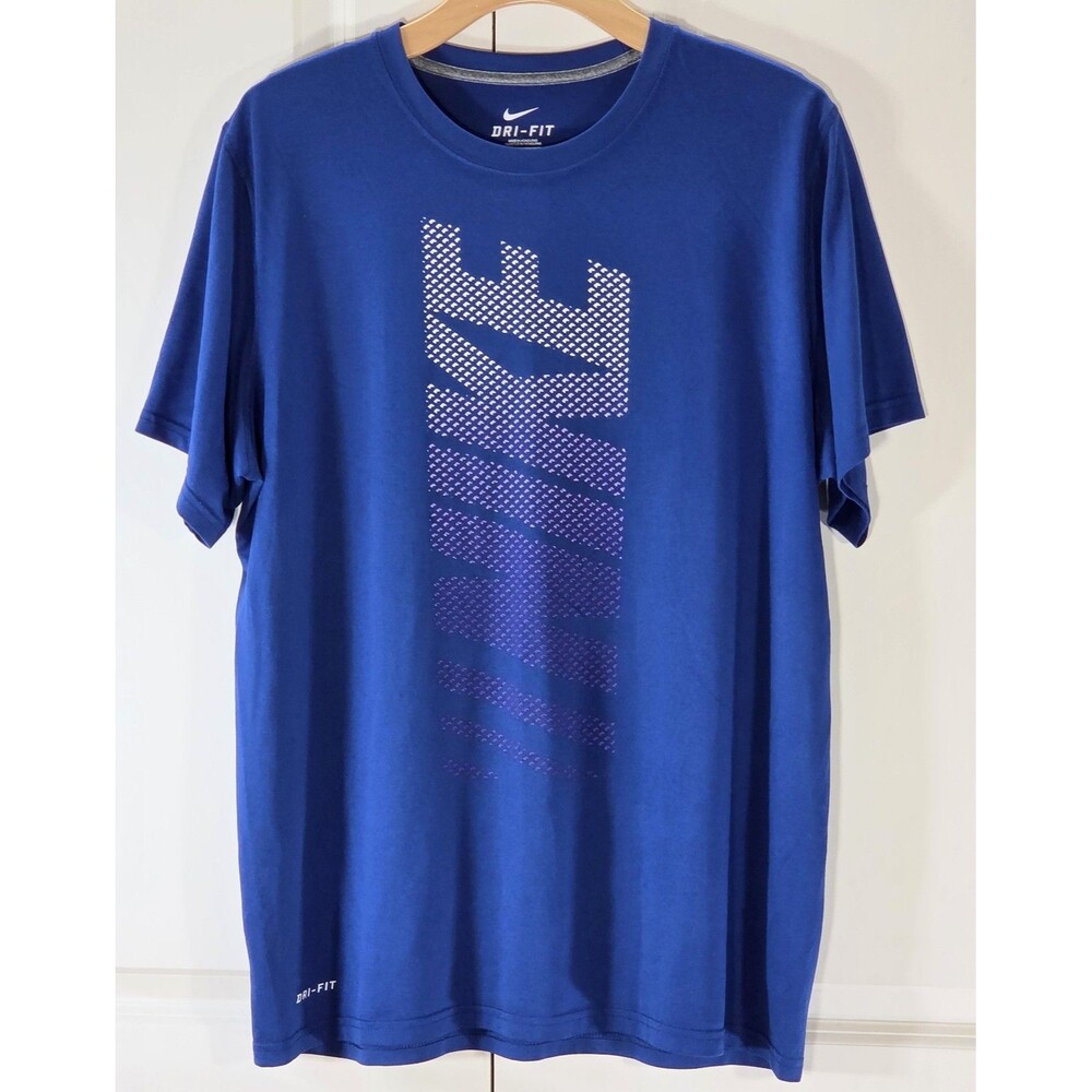 Nike Dri-FIT Shirt Mens XL Blue Graphic Athletic Training Gym Running Tee